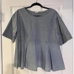 AG Adriano Goldschmied Peplum Denim Swing Top Size M